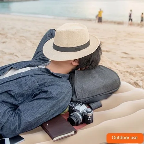 Vista 4 de Colchón de aire portátil para asiento trasero, cama de campamento flocada de doble cara, accesorios de colchón inflable para dormir para viajes