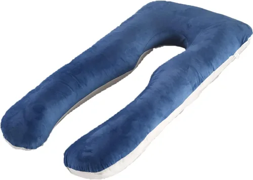 Vista 8 de Almohada de embarazo grande en forma de U de cuerpo completo con funda de almohada de algodón reemplazable y lavable para mujeres embarazadas que