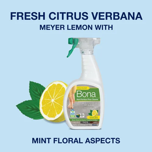 Vista 4 de Bona® Spray limpiador de pisos multisuperficie, 32 onzas líquidas, menta limón, incluye botella llena + recambio de concentrado para limpieza