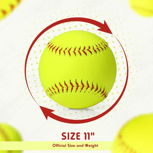 Vista 2 de Pelotas de sóftbol de 11 pulgadas, tamaño y peso oficiales, softball de lanzamiento lento, sin marcar, cubierta de cuero, pelota de sóftbol juvenil