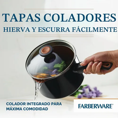 Vista 5 de Farberware Glide - Sartén antiadherente de cerámica de cobre, 3 cuartos de galón