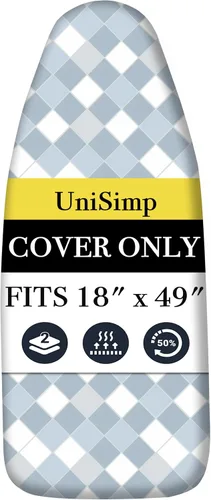 Vista 7 de UniSimp Funda y almohadilla para tabla de planchar de 15 x 54 pulgadas, algodón natural extra grueso, acolchado resistente a las manchas y a