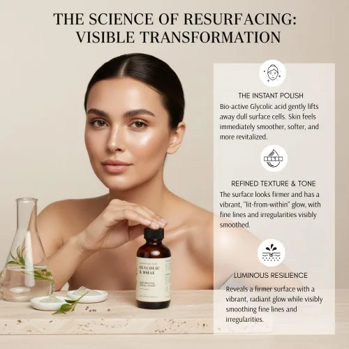 Vista 6 de Nature Skin Shop Tónico de ácido glicólico 10% con DMAE, exfoliante facial antienvejecimiento para arrugas, líneas finas y poros, estiramiento