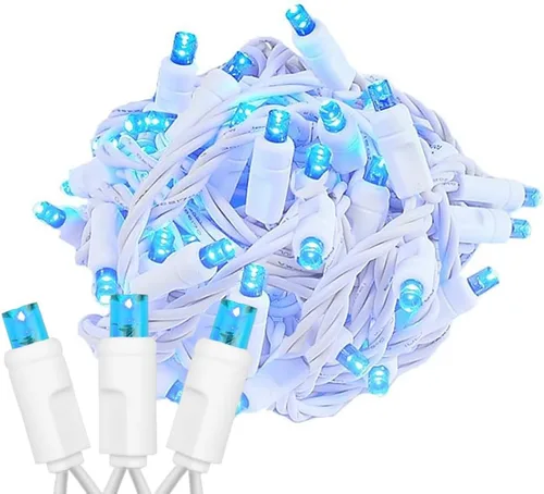 Vista 7 de Novelty Lights Guirnalda de luces de Navidad de 25 pies, 50 bombillas LED rosas en cable blanco, espacio de 6 pulgadas, iluminación conectable