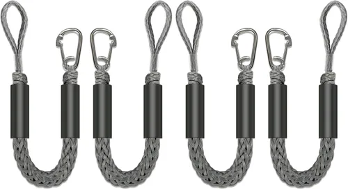 Vista 7 de Líneas de defensa de 2.5 pies, 2 piezas, líneas elásticas premium para barco con clip de acero inoxidable 316 para parachoques de barco/defensa