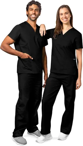 Vista 6 de Adar Uniforms Conjunto de ropa médica unisex universal - Juego de ropa médica unisex con cordón Negro