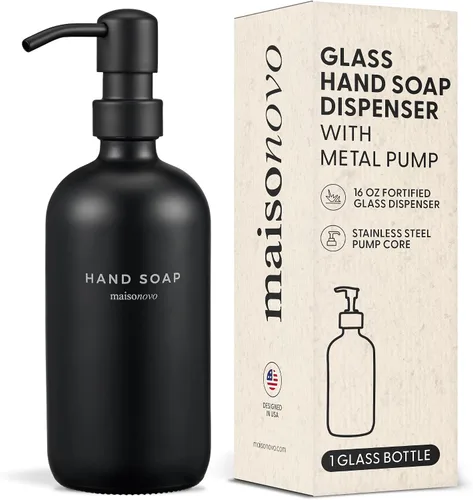 Vista 11 de MaisoNovo Dispensador de jabón de 1 pieza Botellas ámbar de 16.9 oz con bombas de plástico negro