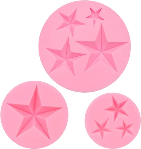 Vista 8 de Molde de silicona con forma de estrella, 3 paquetes de moldes de fondant de estrellas para decoración de tartas, cupcakes, arcilla de chocolate