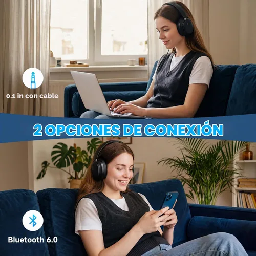 Vista 12 de Auriculares Bluetooth, auriculares con cancelación de ruido inalámbricos Negro