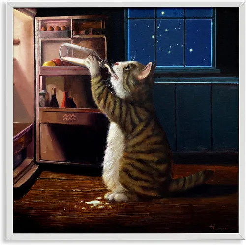 Vista 22 de Stupell Industries Gatos en el cine 3D Giclée enmarcado gris diseño de arte por Lund Roeser Enmarcado en blanco