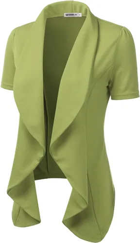 Vista 2 de DOUBLJU Blazer de manga corta para mujer, ligero, delgado, abierto,en talla grande.