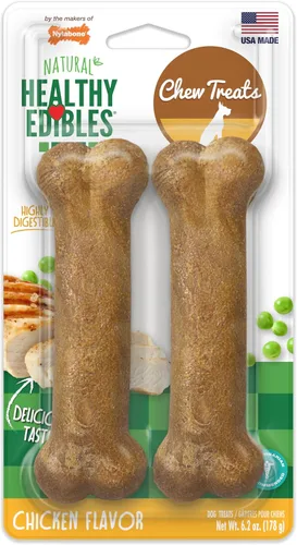 Vista 18 de Nylabone Healthy Edibles - Premios masticables para perro, todo natural, larga duración, 1 unidad, sabor a tocino (Bacon), M/Wolf Natural dog