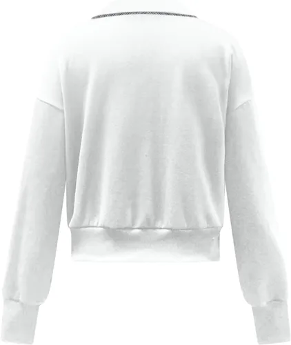 Vista 4 de Women's Quarter Zip Up Lapel Sweatshirt Trendy Cropped Drawstring Sweatshirt with Thumb Hole Loose Long Sleeve Workout Tops