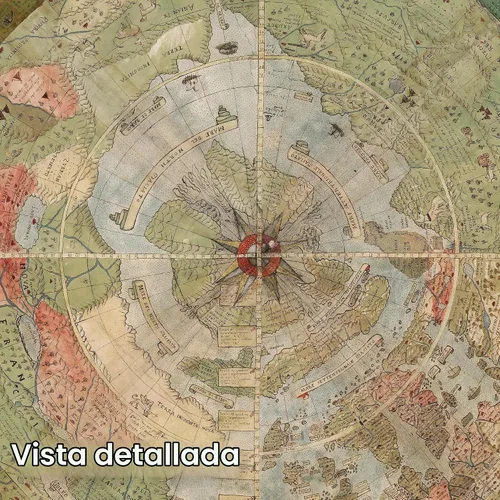 Vista 4 de Mapa histórico - Mapa del mundo, 1587, Urbano Monte - Arte de pared vintage - 24 x 24 pulgadas