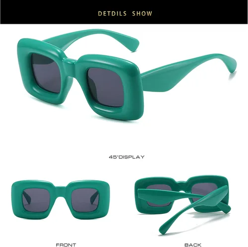 Vista 4 de Lindas gafas de sol cuadradas infladas para mujeres y hombres, lentes gruesos de color caramelo, Y2K Hip Hop Punk sombras