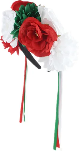 Vista 2 de aoozleny Diadema con coronas de flores mexicanas, tocado para fiesta de Halloween