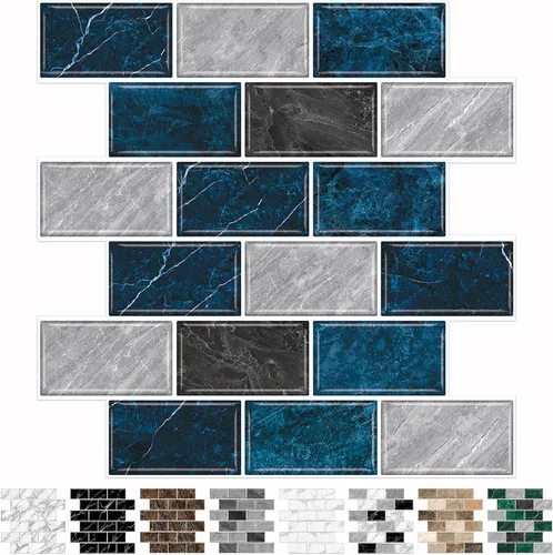 Vista 14 de URCOLOR 10 hojas de adhesivos para loseta en muro de cocina, azulejos autoadhesivos de 12 x 12 pulgadas estilo metro, para loseta en muro de cocina