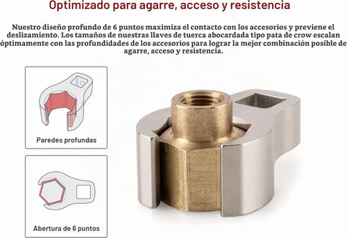 Vista 3 de TEKTON Llave Crowfoot de Tuerca Abocardada de 6 Puntos con Impulsor de 3/8 Pulgadas x 1-1/16 Pulgadas WCF15227 Fabricada en EE.UU
