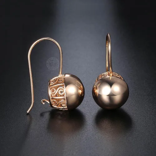 Vista 4 de 2024 New 585 Rose Gold Color Earrings For Women Girls Hollow Flower Pattern Luxury Wedding Earring Fashion Jewelry Valentines Gifts Fashion
