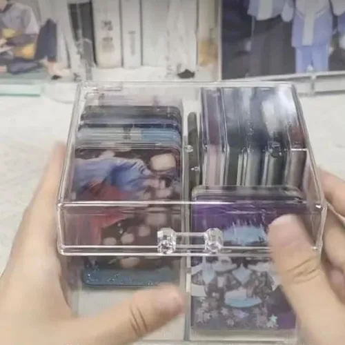 Vista 3 de YAHUIPEIUS Caja de almacenamiento para tarjetas fotográficas, caja de almacenamiento transparente para tarjetas fotográficas, organizador