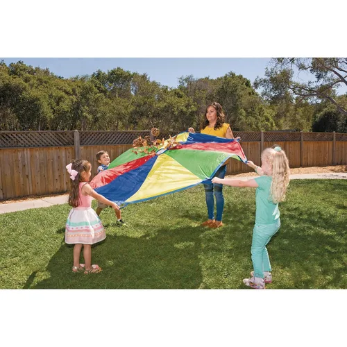 Vista 6 de Excellerations Brawny Tough - Paracaídas de juego arcoíris de 6 pies para niños
