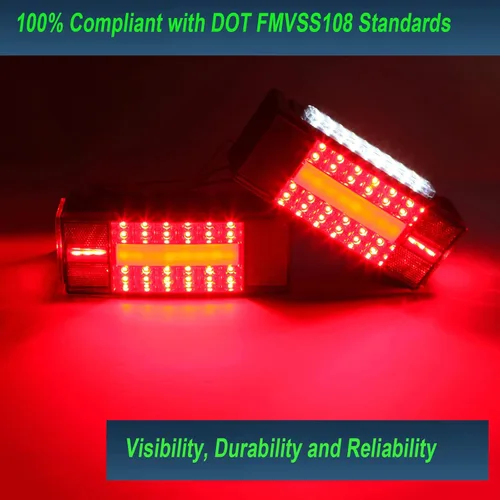 Vista 7 de Luces de remolque de barco, kit de luces LED rectangulares de perfil bajo, sellado rojo, IP68, impermeable, luces traseras de remolque de repuesto