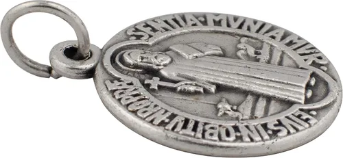 Vista 2 de Medallas de San Benito Disponible en paquetes de 10 o 100 Medallas de oración de protección Santo patrón de estudiantes y Europa 1 pulgada