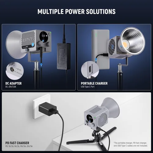 Vista 6 de NEEWER HS60B Mini Luz de Video con Control de Aplicación, Luz LED COB Bi-Color Portátil de Salida Continua de 60W con 35000lux/1m 2700-6500K 0-100%