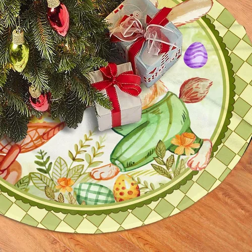 Vista 3 de Falda de árbol de Navidad con huevos de Pascua coloridos, 36" para Navidad, Halloween, Año Nuevo, decoración de fiesta, árbol de casa, alfombra