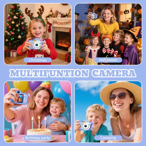 Vista 5 de Cámara selfie mejorada para niños, niñas, regalo de festival de cumpleaños de Navidad para niños, cámara digital para niños pequeños, juguetes