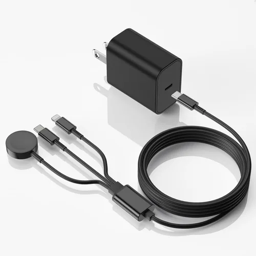 Vista 25 de Cargador de Apple Watch mejorado, cargador rápido magnético, adaptador de enchufe USB C con cable de carga rápida inalámbrico portátil de 3 pies