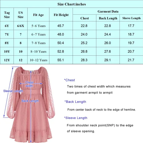 Vista 3 de GRACE KARIN Vestido escalonado con volantes para niñas, vestido acampanado de manga larga con lunares suizos, 6-12 años