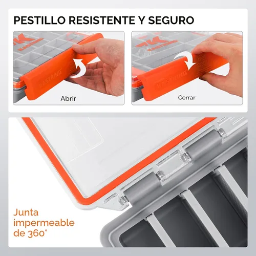 Vista 3 de KastKing HyperSeal Caja de aparejos de pesca impermeable, bandejas impermeables 3600 y 3700, organizador con divisores removibles, caja de señuelos