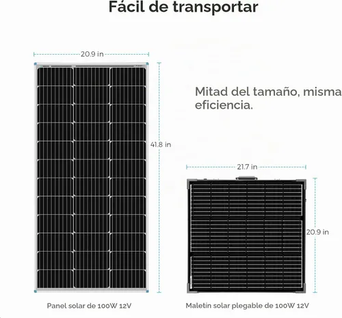Vista 6 de Renogy - Panel solar portátil de 100 vatios y 12 voltios con controlador de carga impermeable de 20 A, maletín solar plegable de 100 W con soporte
