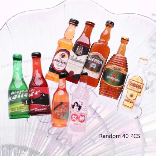 Vista 2 de 40 botellas de cerveza en miniatura, juegos de vino mixto, modelo mini de vidrio de resina para manualidades, álbum de recortes, decoración