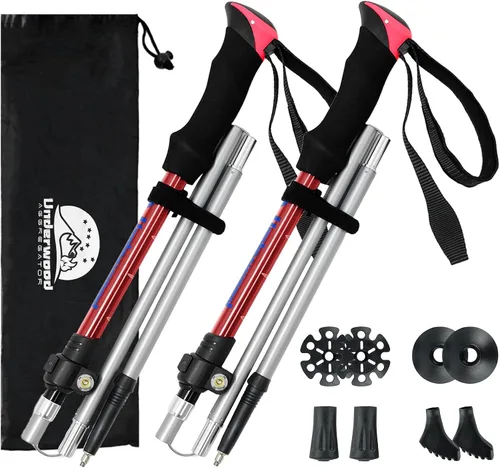 Vista 10 de Bastones de senderismo plegables – Paquete de 2 bastones de senderismo de aluminio, bastones ligeros para personas mayores, hombres, mujeres