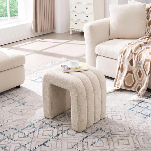 Vista 7 de Taburete otomano multifuncional, reposapiés para sofá, taburete de tocador moderno para sala de maquillaje, sala de estar y entrada, taburete