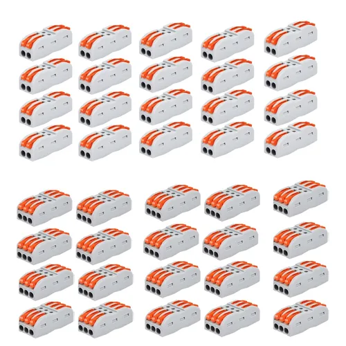 Vista 24 de Nineleaf Conectores de cable de palanca, conectores compactos de empalme de alambre en línea, terminales eléctricos modulares reutilizables 1 en 1