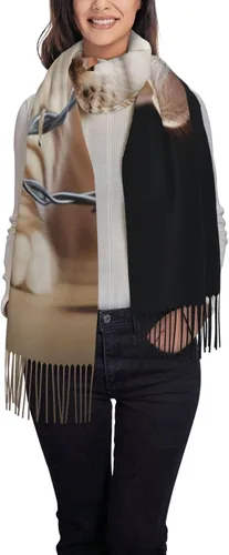 Vista 8 de Bufandas para mujer, bufanda cálida de invierno, con borla, manta de gran tamaño, bufandas de color negro, melocotón, rosa, chal