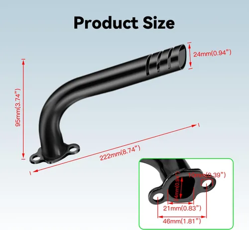 Vista 4 de Kit de Tubo de Escape de Cabecera Mejorado para Predator 212cc 196cc 6.5HP GX160 GX200 Coleman Mini Bike BT200X CT200U CT200U-EX KT196 Go Kart Baja