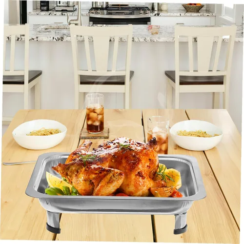 Vista 7 de DOITOOL Plato de acero inoxidable para bufé de cocina rectangular con tapas calentadores de alimentos para fiestas, buffets, catering, 13.0 in