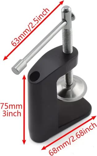 Vista 3 de Abrazadera de montaje de mesa de metal resistente en forma de C para micrófono, soporte de brazo de tijera de suspensión con tornillo