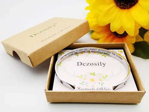 Vista 304 de Pulseras inspiradoras para mujer, joyería de acero inoxidable, con refranes, pulsera motivacional con mensaje oculto, pulseras grabadas para mejor