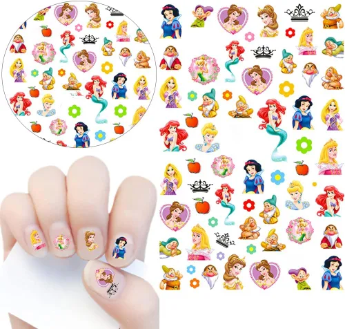 Vista 4 de Calcomanías de diseño de uñas, calcomanías autoadhesivas 3D, suministros de arte de uñas, calcomanías de uñas de dibujos animados para mujeres