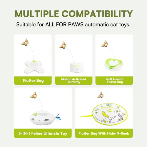 Vista 4 de ALL FOR PAWS 6-Pack Butterfly Refills for Interactive Cat Toy, Replacement Butterflies for Automatic Cat Spinner Toy, Durable Self-Play Butterfly