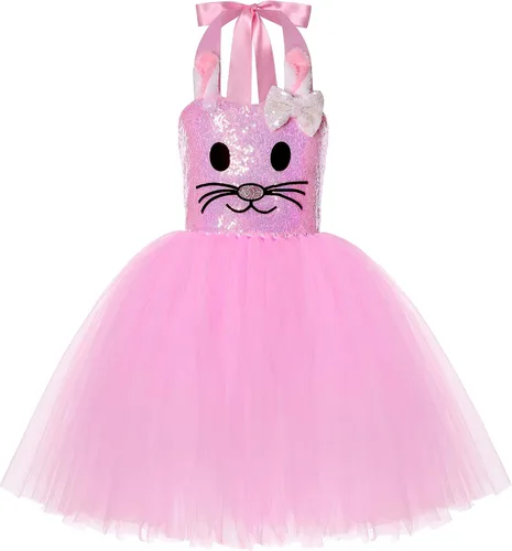 Vista 2 de Neilyoshop Easter Bunny Costume for Girls LED Light Up Princess Tutu Dress with Rabbit Headband for Easter Party