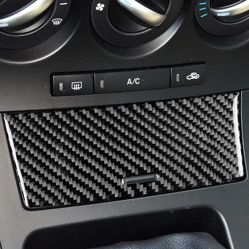 Vista 2 de Accesorios de fibra de carbono suave real para interior de coche, panel de cambio de marchas, cubierta de cenicero, calcomanía negra compatible
