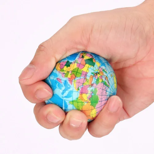 Vista 3 de Mini bola de estrés para niños y adultos, globo de mapa mundial, bola de estrés, juguete sensorial para aliviar el estrés y la ansiedad, juguete