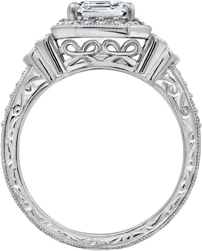 Vista 13 de Amazon Essentials Anillo antiguo de plata de ley chapada en platino o oro con circonita cúbica de elementos infinitos de corte Asscher