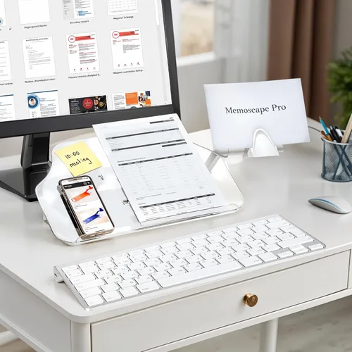 Vista 8 de MemoScape PRO - Soporte ajustable en línea para documentos para escritorio, ayuda a aumentar la productividad y reducir la tensión del cuello